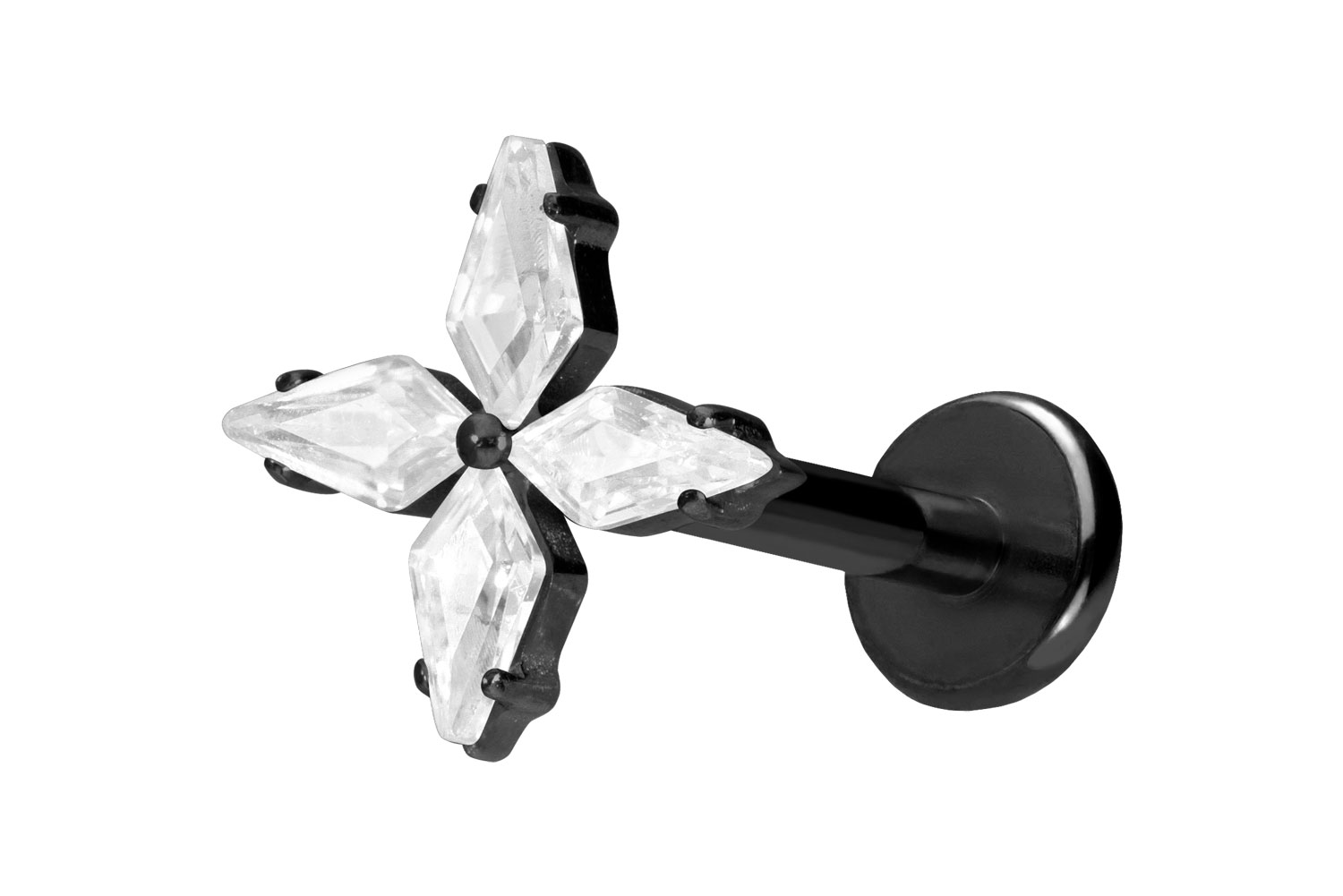 Titan Labret Piercing mit Push Fit KRISTALLSTERN